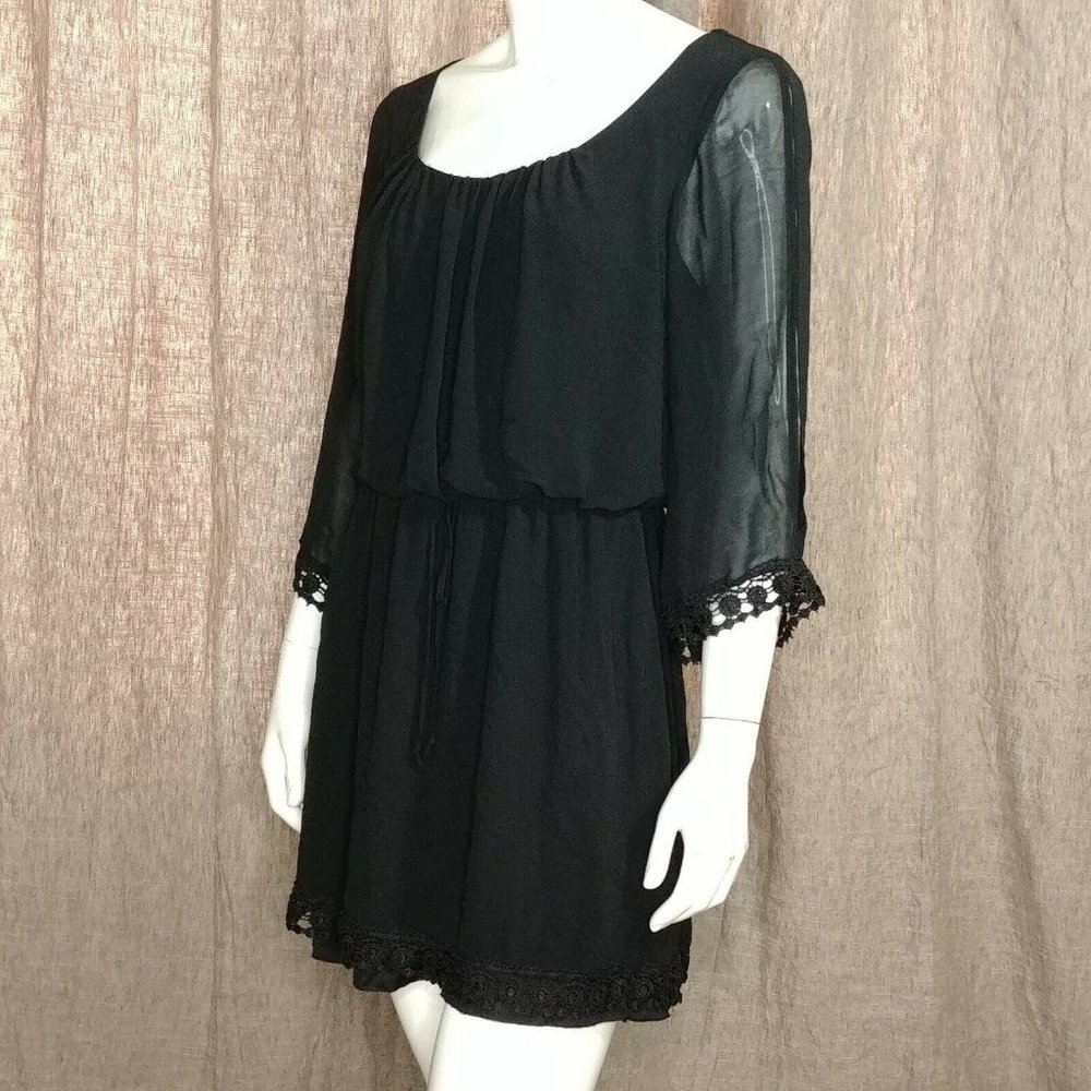 Jodi Kristopher Black Boho Style Dress Size Large - Picture 1 of 10